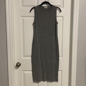 Pink Lotus Gray Form-Fitting Sleeveless Midi Dress